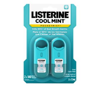 Listerine Cool Mint Pocketmist, Oral Care Mist for Fresh Breath, Non-Aerosol Sugar-Free Ba