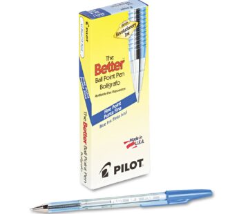 Pilot The Better Ball Point Pen Refillable Ballpoint Stick Pens, Fine Point, Blue Ink, 12-