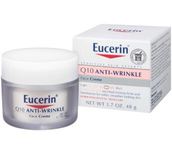Eucerin Q10 Anti-Wrinkle Face Cream, Unscented Face Cream for Sensitive Skin, 1.7 Oz Jar
