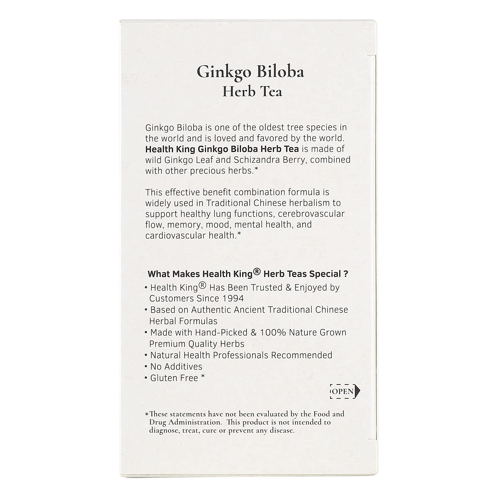 Health King Ginkgo Biloba Herb Tea, Teabags, 20 Count Box - Image 4