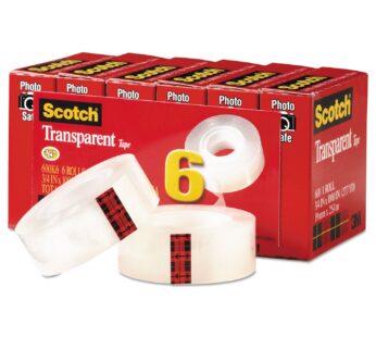 Scotch Transparent Tape, 3/4 in x 1000 in, 6 Boxes/Pack (600)