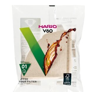 Hario V60 Paper Coffee Filters Single Use Pour Over Cone Filters Size 01 Natural, 100 coun