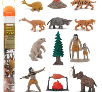 Safari Ltd. Prehistoric Life TOOB – 12 Figurines: Caveman, Cavewoman, Volcano, Mammoth, Do
