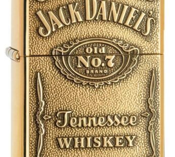 Zippo Jack Daniel’s Tennessee Whiskey High Polish Brass Emblem Pocket Lighter 5 1/2 x 3 1/
