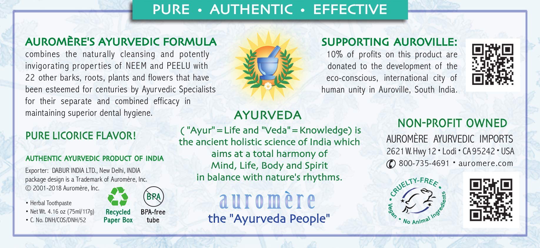 Auromere Ayurvedic Herbal Toothpaste, Mint Free - Vegan, Natural, Non GMO, Fluoride Free, - Image 3