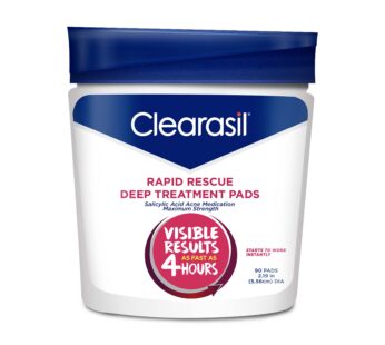 Clearasil Rapid Rescue Deep Treatment Acne Face Pads, Maximum Strenght with 2% Salicylic A