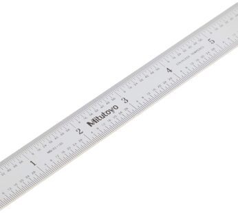 Mitutoyo 182-105, Steel Rule, 6″ X 150mm, (1/32, 1/64″, 1mm, 1/2mm), 3/64″ Thick X 3/4″ Wi