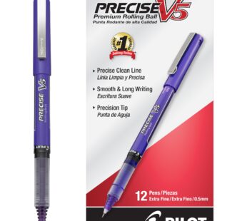 Pilot, Precise V5, Capped Liquid Ink Rolling Ball Pens, Extra Fine Point 0.5 mm, Purple, P