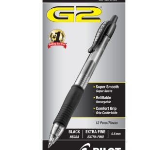 Pilot, G2 Premium Gel Roller Pens, Extra Fine Point 0.5 mm, Pack of 12, Black