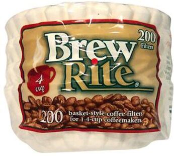Brew Rite NA 4 Cup Coffee Basket Disposable Filters 200 c (White)