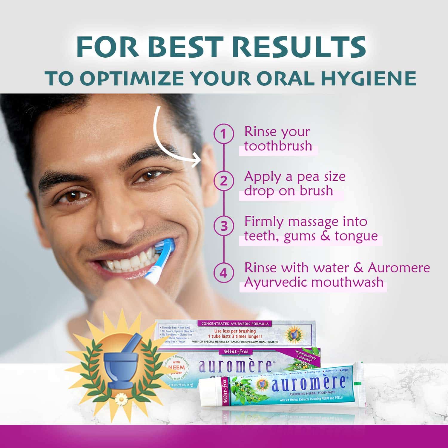 Auromere Ayurvedic Herbal Toothpaste, Mint Free - Vegan, Natural, Non GMO, Fluoride Free, - Image 5