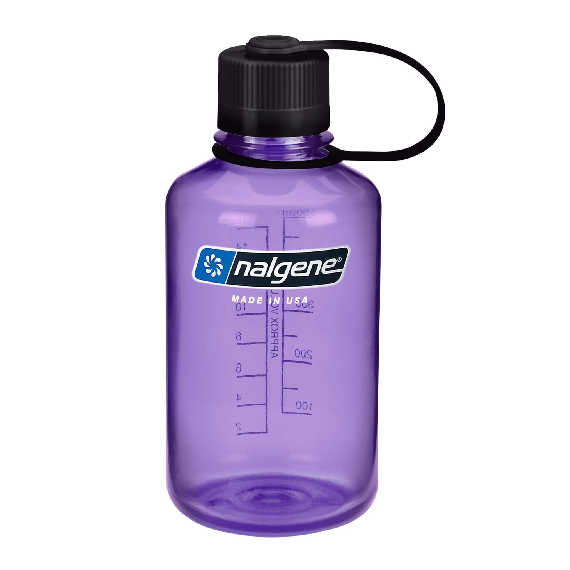 Nalgene Tritan Narrow Mouth BPA-Free Water Bottle, Purple w/Black Cap, 16 oz