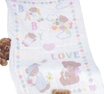 Jack Dempsey Stamped White Quilt Crib Top, 40-Inch by 60-Inch, Baby Love Bears