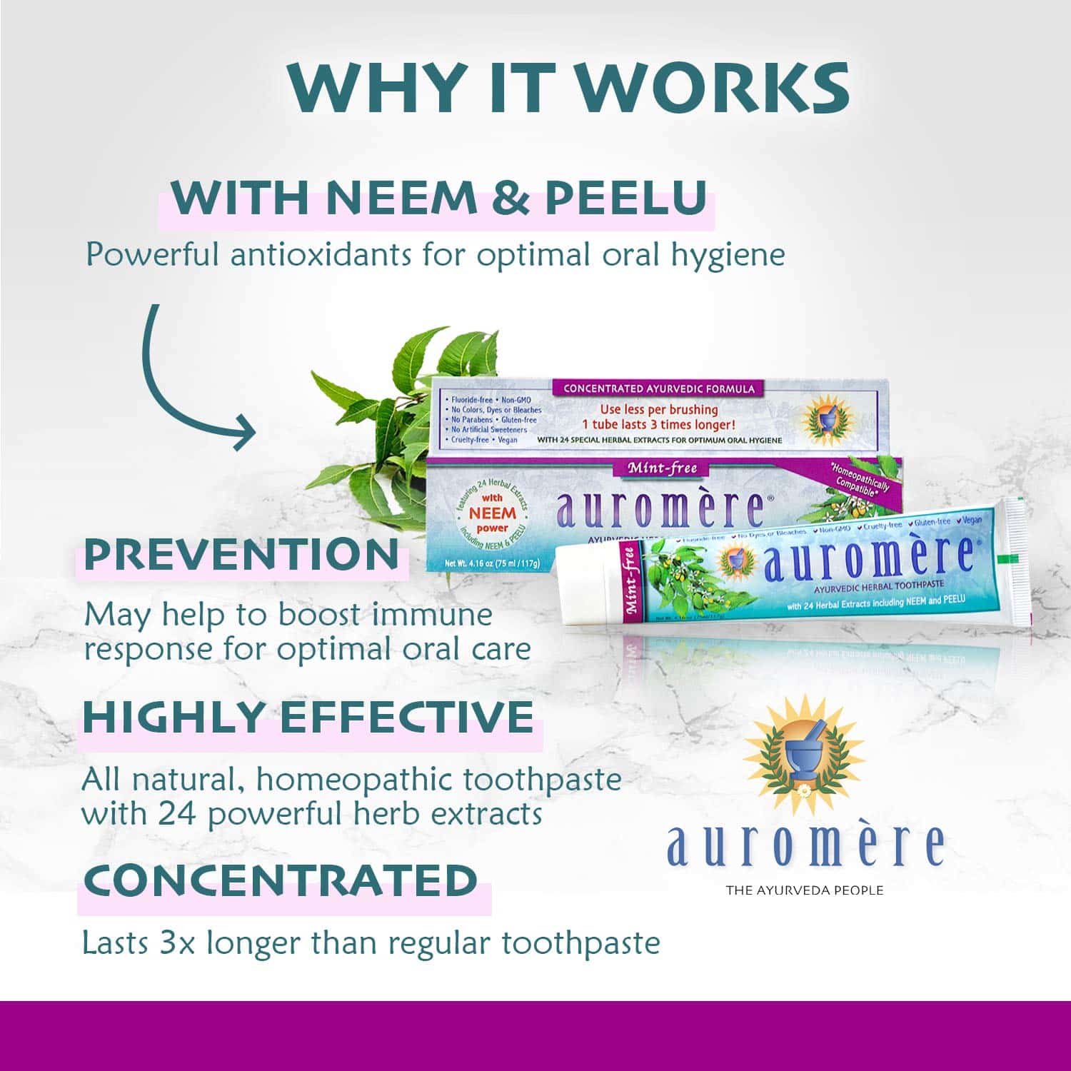 Auromere Ayurvedic Herbal Toothpaste, Mint Free - Vegan, Natural, Non GMO, Fluoride Free, - Image 2