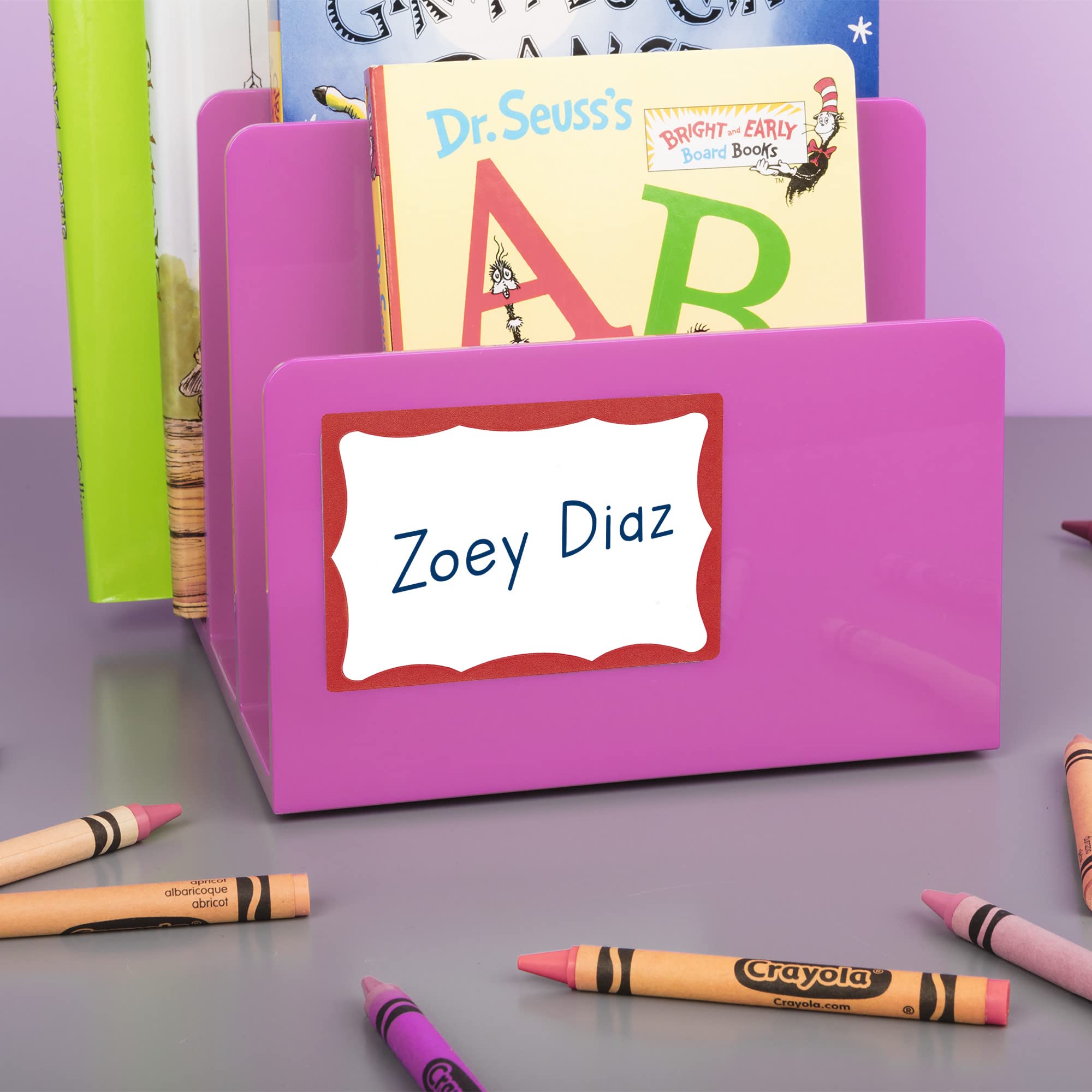 Avery Customizable Name Tags, 2-1/3" x 3-3/8", White with Red Border, 100 Removable Name B - Image 6