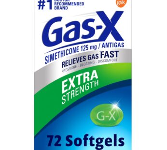 Gas-X Extra Strength Gas Relief Softgels with Simethicone 125 mg for Bloating Relief – 72