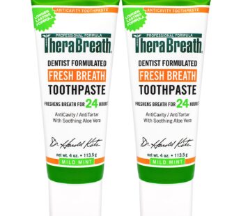 TheraBreath Fresh Breath Dentist Formulated 24-Hour Toothpaste, Mild Mint, 4 Ounce (Pack o