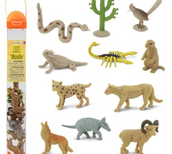 Safari Ltd. Desert TOOB – Figurines of Horned Lizard, Cactus, Road Runner, Scorpion, Rattl