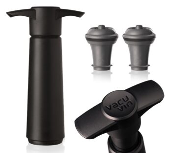 Vacu Vin Wine Saver Pump Black with Vacuum Wine Stopper – Keep Your Wine Fresh for up to 1