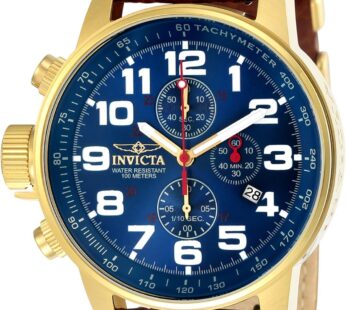 Invicta Men’s I-Force Left Handed Quartz Watch with Leather Strap, Brown (Model: 3329)