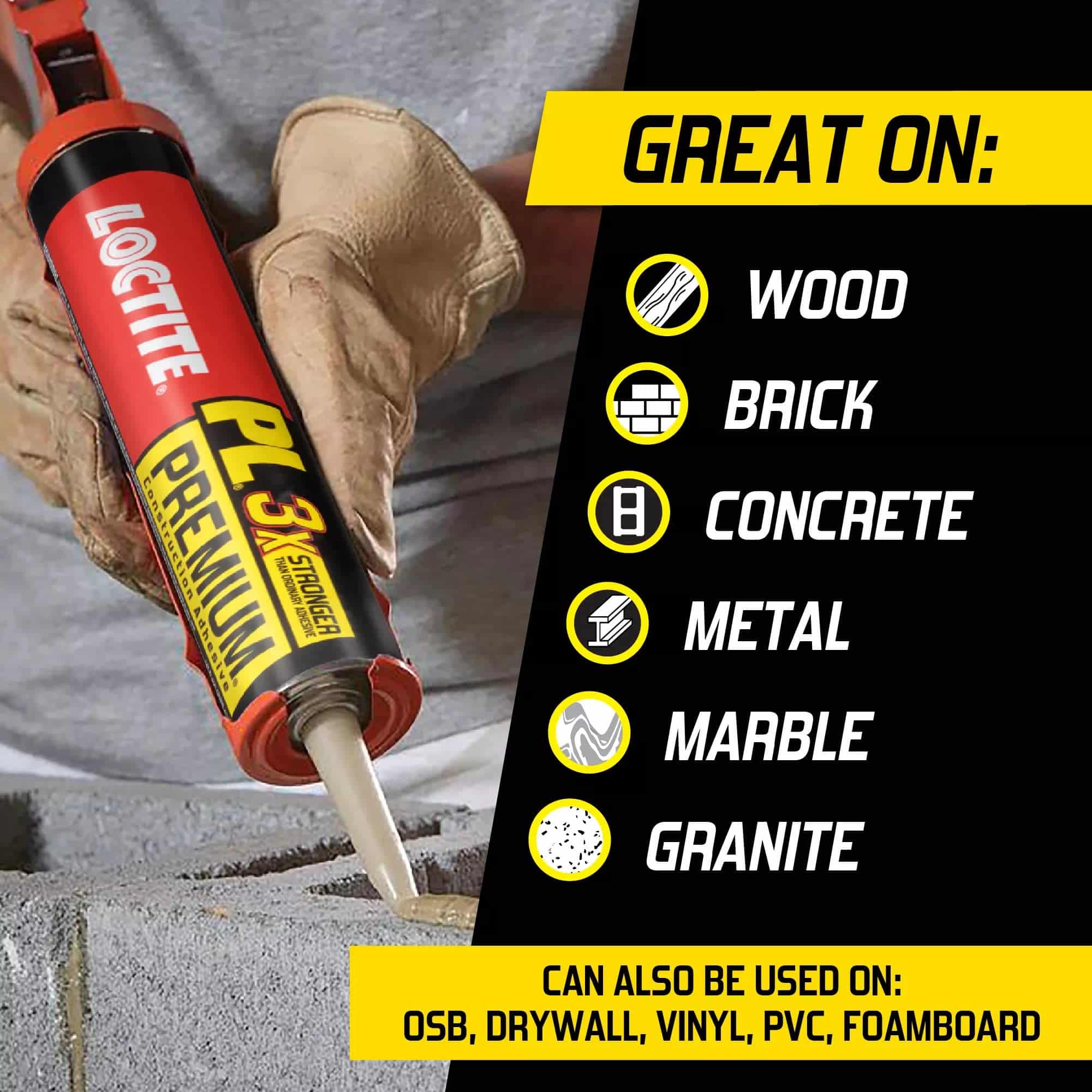 Loctite PL Premium Polyurethane Construction Adhesive, Versatile Construction Glue for Woo - Image 3