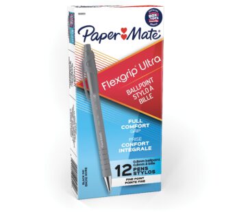 Paper Mate 9580131 FlexGrip Ultra Retractable Ballpoint Pen, Fine Point, Black, 12-Count