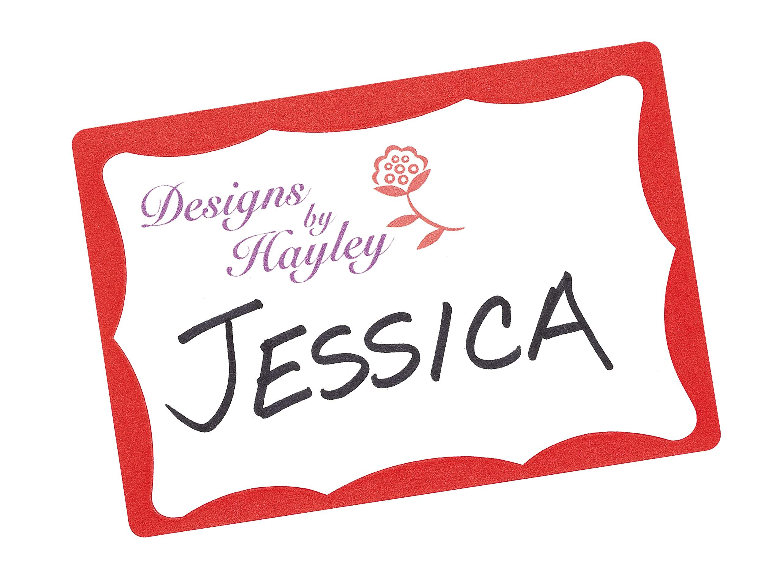 Avery Customizable Name Tags, 2-1/3" x 3-3/8", White with Red Border, 100 Removable Name B - Image 2