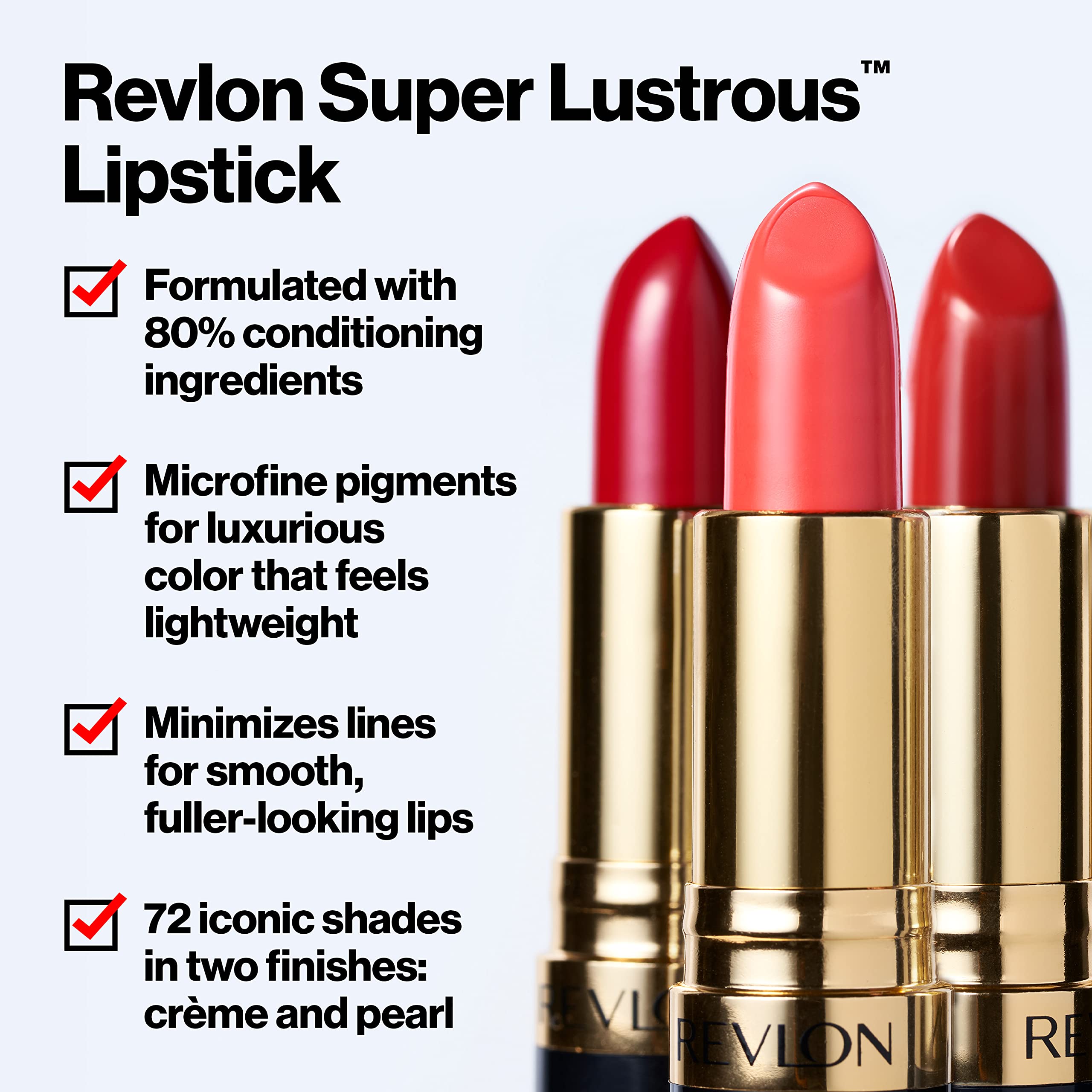 Revlon Lipstick, Super Lustrous Lipstick, Creamy Formula For Soft, Fuller-Looking Lips, Moisturized Feel in Reds & Corals, Ravish Me Red (654) 0.15 oz - Image 2