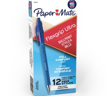 Paper Mate 9560131 Flexgrip Ultra Retractable Ballpoint Pens, Fine Point, Blue Ink, 12-Pac