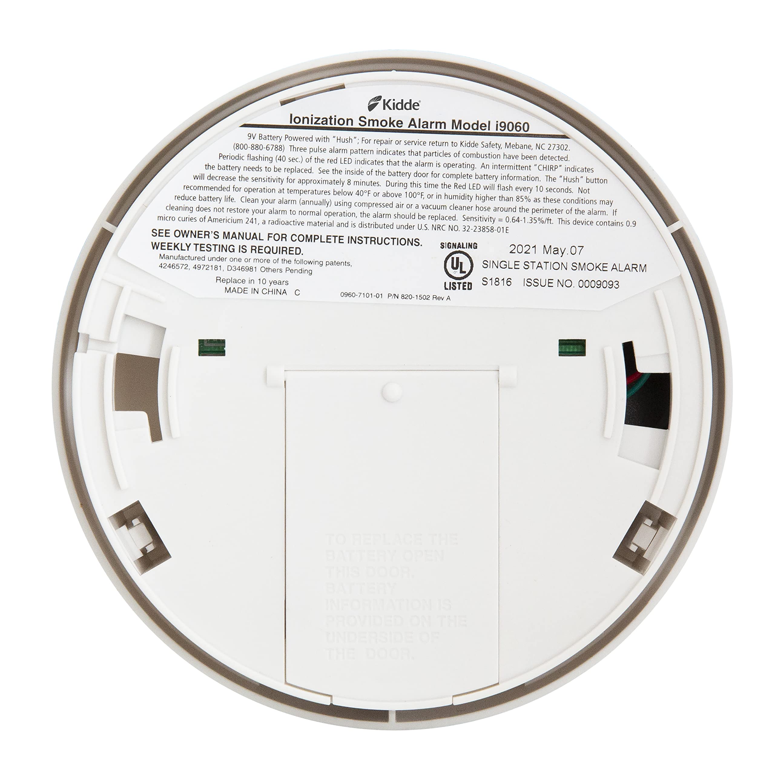 Kidde Premium Smoke Detector, Battery-Operated Smoke Alarm with Hush Feature, 9V Battery I - Image 5