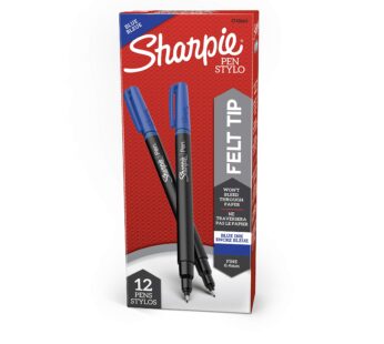 SHARPIE Felt Tip Pens, Fine Point (0.4mm), Blue, 12 Count, Felt Tip Pens, Fine Point (0.4m