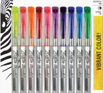 Zebra Pen Zazzle Liquid Ink Highlighter, Chisel Tip, Assorted Colors, 10-Count
