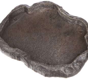 Zoo Med Reptile Rock Food Dish, Medium, 7.25″l x 6″w x 0.75″h, Colors may vary Black
