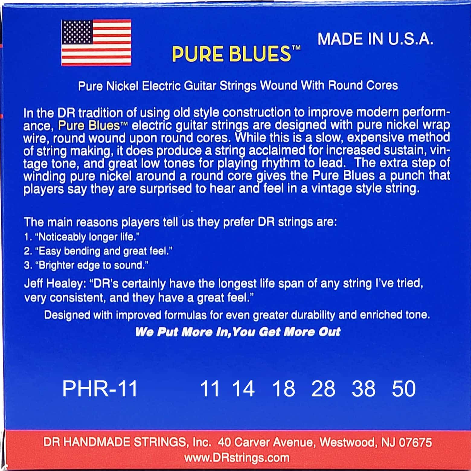 DR Strings Pure Blues Pure Nickel Wrap Round Core 11-50 - Image 3
