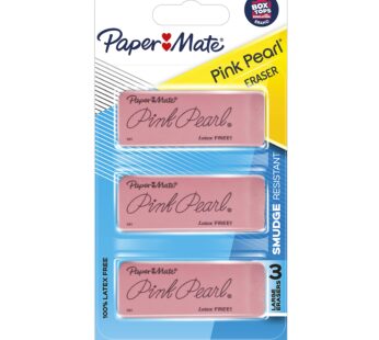 Paper Mate Pink Pearl Erasers, Large, 3 Count