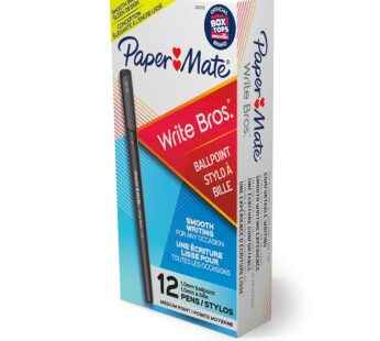 Paper Mate Write Bros Ballpoint Pens, Medium Point (1.0mm), Black, 12 Count