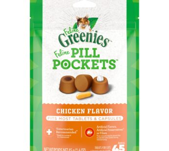 Greenies Feline Pill Pockets for Cats Natural Soft Cat Treats, Chicken Flavor, 1.6 oz. Pac