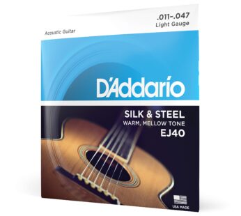 D’Addario Silk & Steel Acoustic Guitar Strings – EJ40-6 String – Warm, Mellow Tone – Light