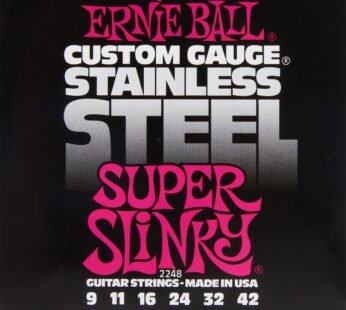Ernie Ball Super Slinky Stainless Steel Electric Guitar Strings, 9-42 Gauge (P02248)