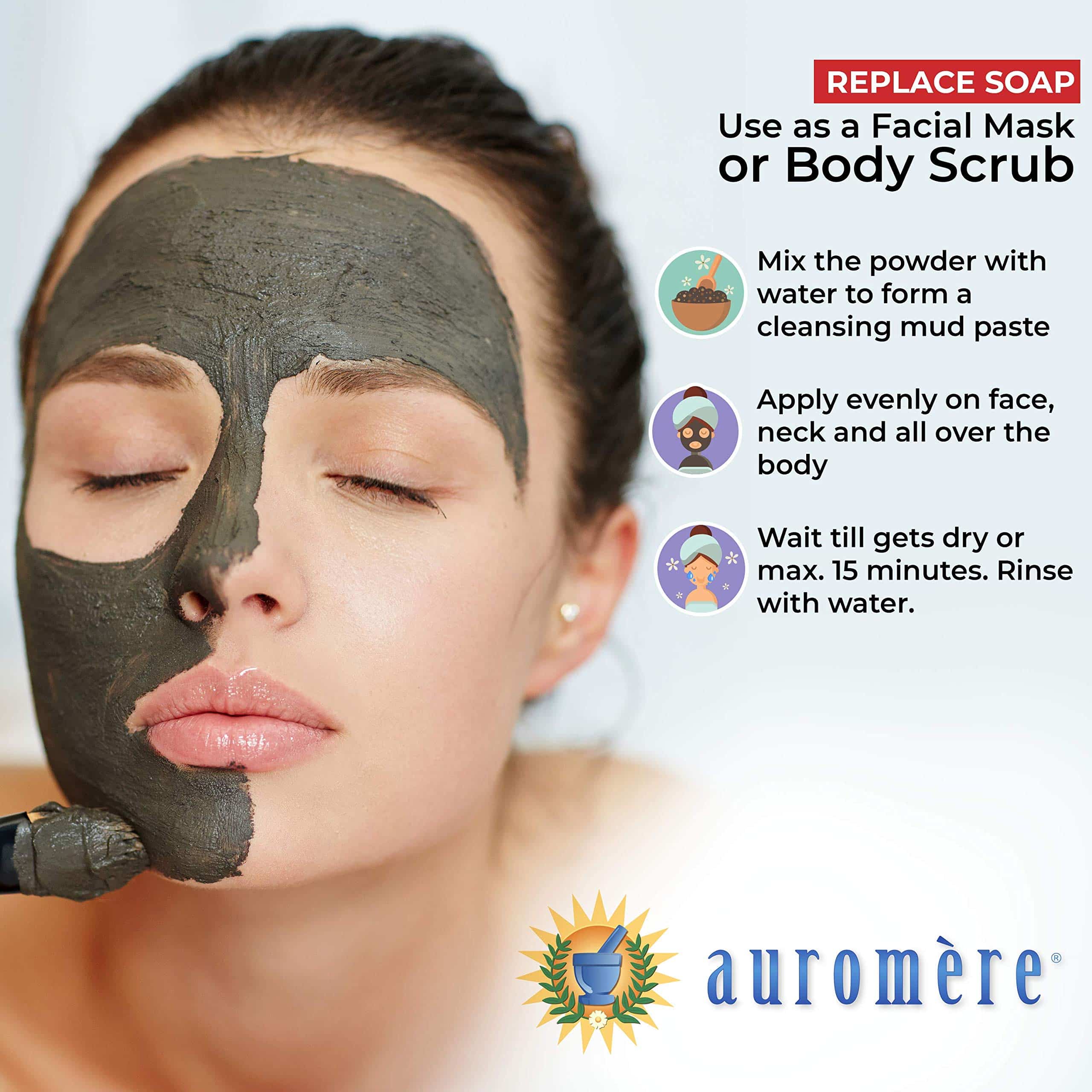 Auromere Ayurvedic Indian Healing Clay Mask for Natural Skin Care - Exfoliating Body Scrub - Image 6