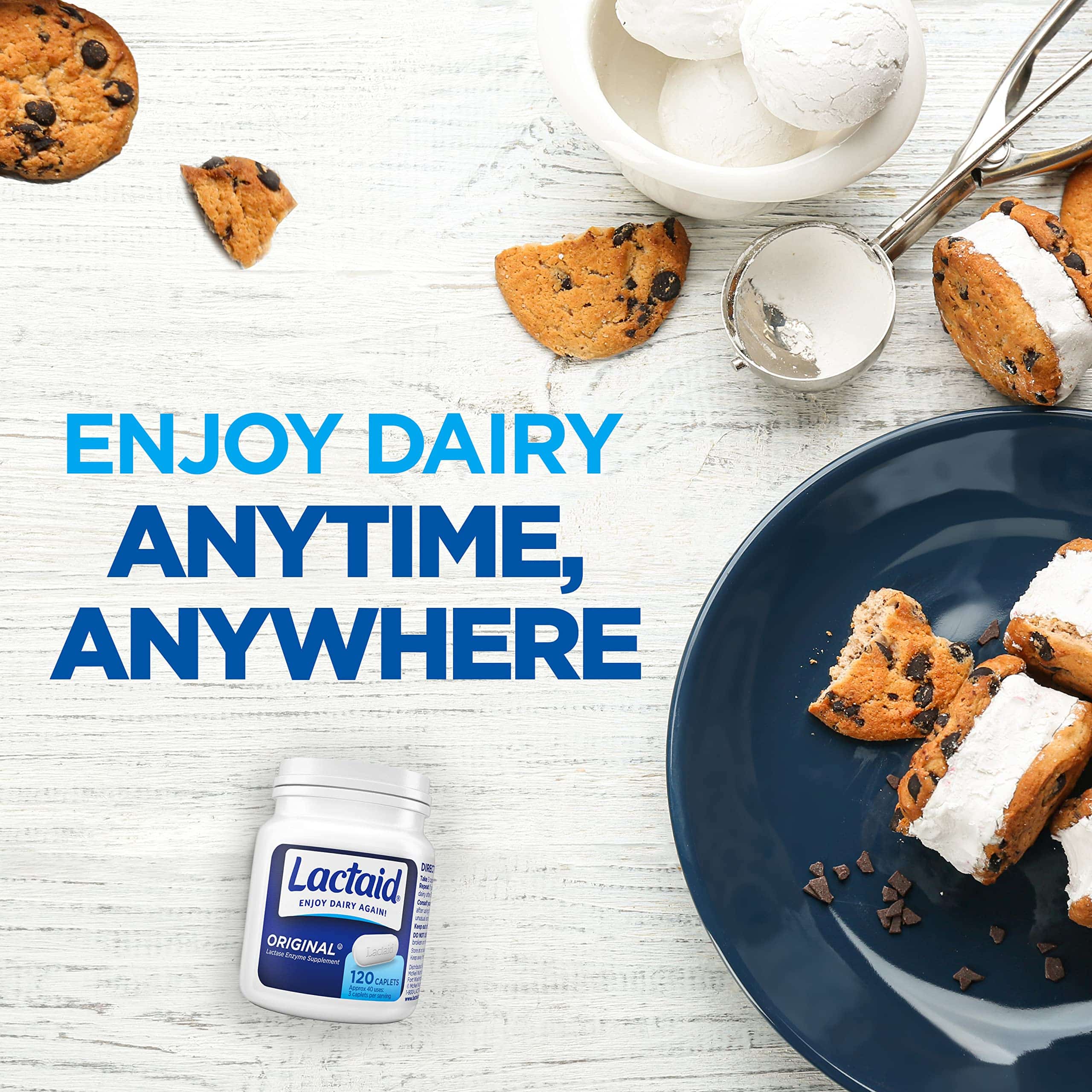 Lactaid Original Strength Lactose Intolerance Relief Caplets with Natural Lactase Enzyme, - Image 2