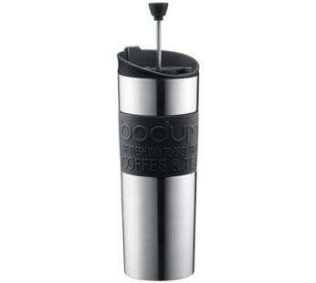 Bodum Travel Vacuum Insulated, Stainless Steel Portable Coffee Maker and Tea Press, 15oz,