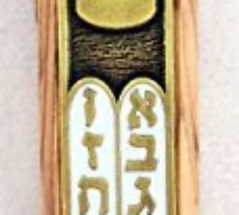 Yourholylandstore Ten Commandments Olive Wood Mezuzah + Shema Scroll by YourHolyLandStore