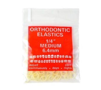 100 pack Orthodontic Elastics Bands 1/4 medium (6.4 mm) diameter 4.5 ounces force – Great