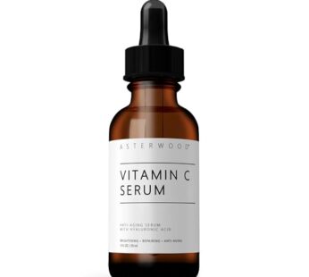 ASTERWOOD Pure Vitamin C Facial Serum for Skin Organic Hyaluronic Acid Added; Brightening,