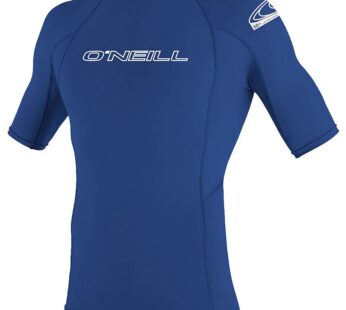 O’Neill Men’s Basic Skins UPF 50+ Short Sleeve Rash Guard, Pacific, Small