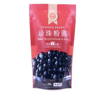 WuFuYuan Boba Tapioca Pearl, Black Sugar Flavor, Ready in 5 Minutes, 8.8 Oz. (Single Pack)
