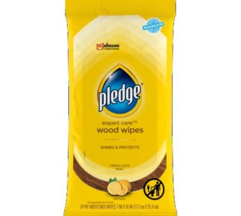 Pledge Expert Care Wood Wipes, Shines and Protects, Removes Fingerprints, Lemon Scent, 24