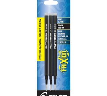 Pilot, FriXion Ball Gel Ink Refills for Erasable Pens, Fine Point 0.7 mm, Pack of 3, Black