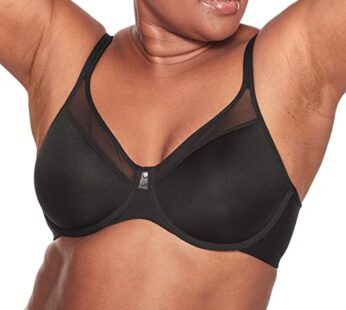 Bali Women’s One Smooth U Ultra Light Illusion Neckline Underwire Bra, Black,34D